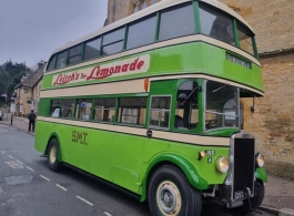 Green vintage bus hire in Moreton In Marsh